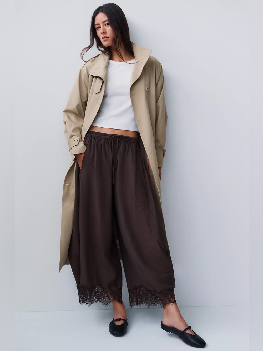 NWT By Anthropologie Reverie Lace Trim Tapered Pants - Picture 3 of 8